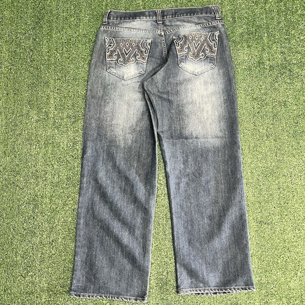 Vintage Avirex Baggy Wide Leg Jeans Mens 34 x 32 Blue Faded Denim Skater RARE